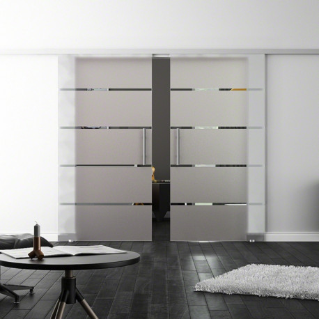 SoftClose-Doppel-Glasschiebetür Design Stuttgart LEVIDOR ProfiSlide Schienensystem