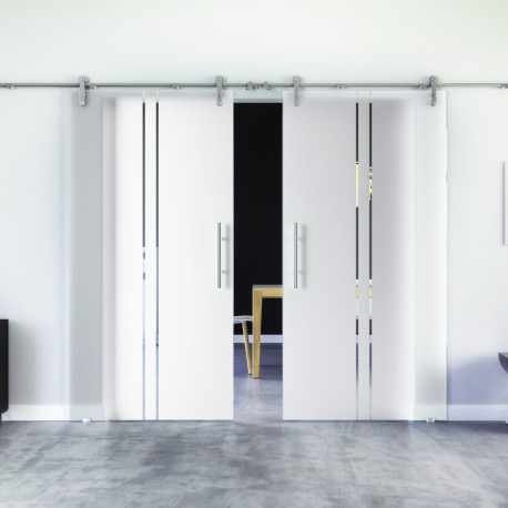 Glasschiebetür Design Trier (T) Edelstahl-Beschlag Levidor 2 Scheiben